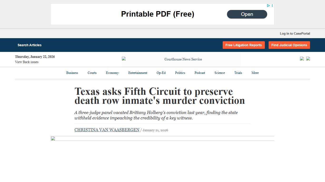 Texas asks Fifth Circuit to preserve death row inmate's murder conviction Courthouse News Service